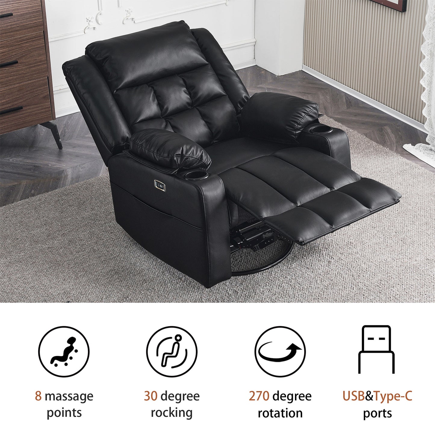 Power Swivel Rocker Recliner Chair D9911