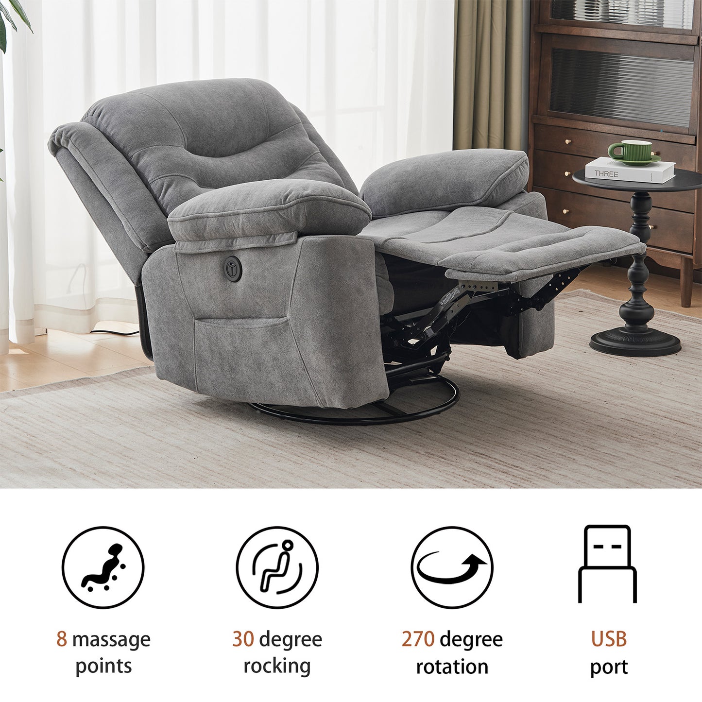 Power Swivel Rocker Recliner 9915