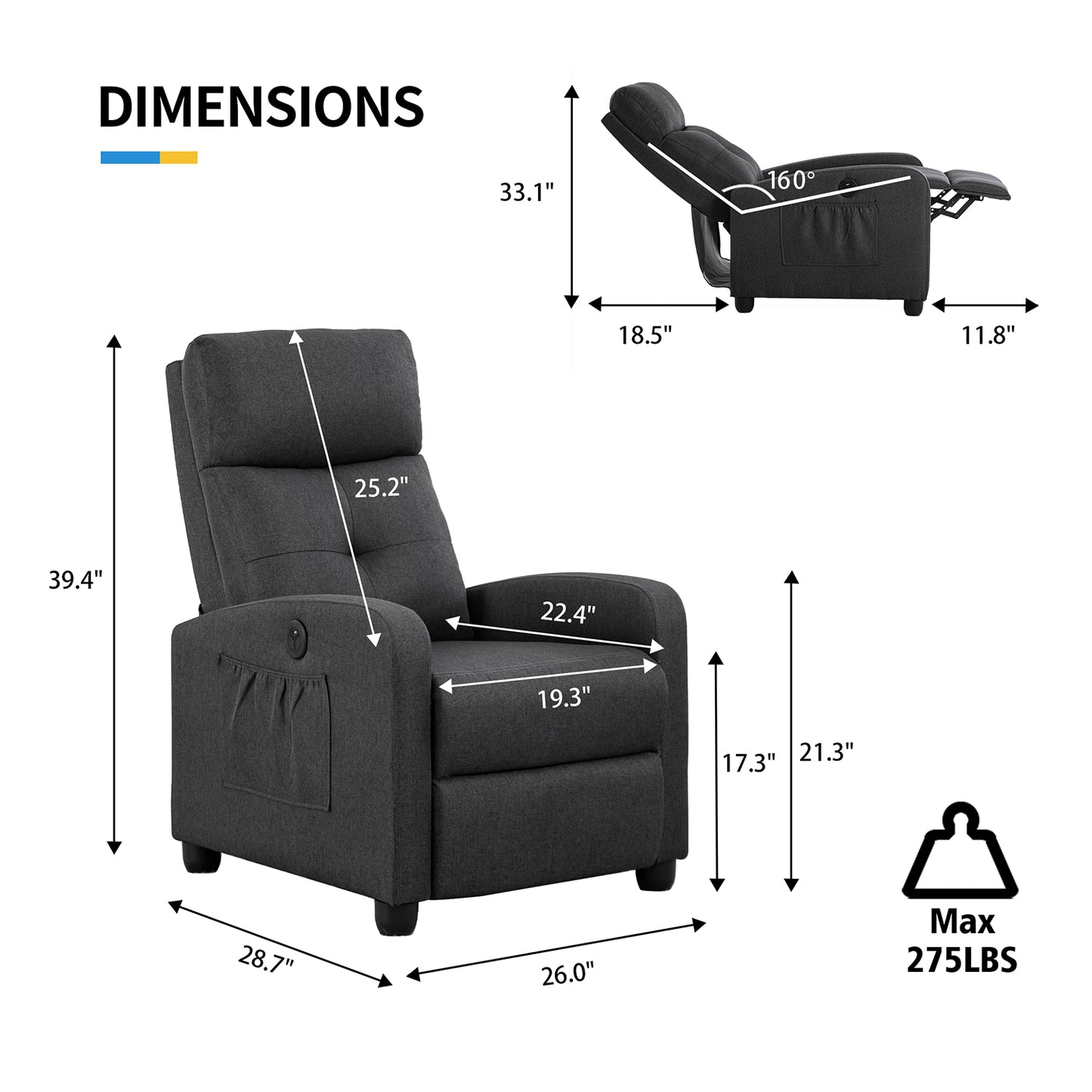 Power Massage Small Recliner Chair 399