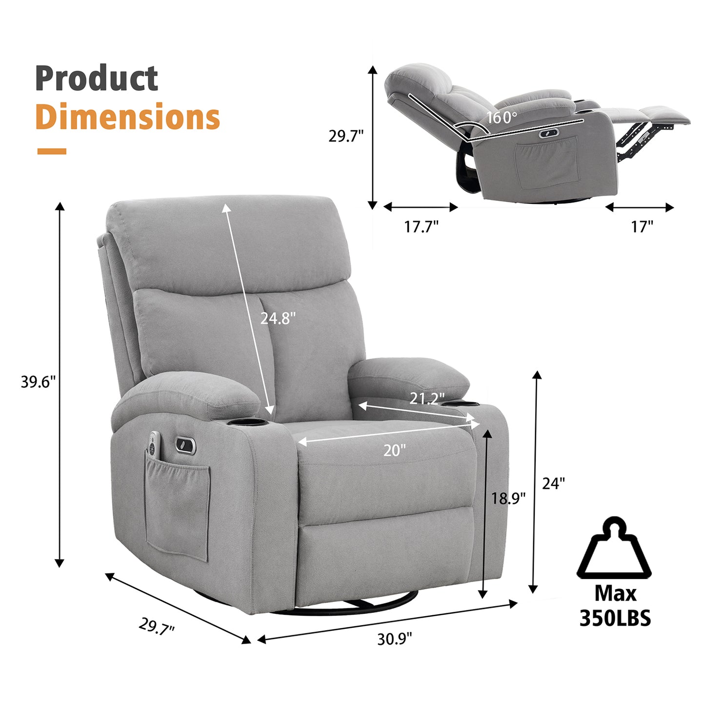 Power Swivel Recliner Chair 6007