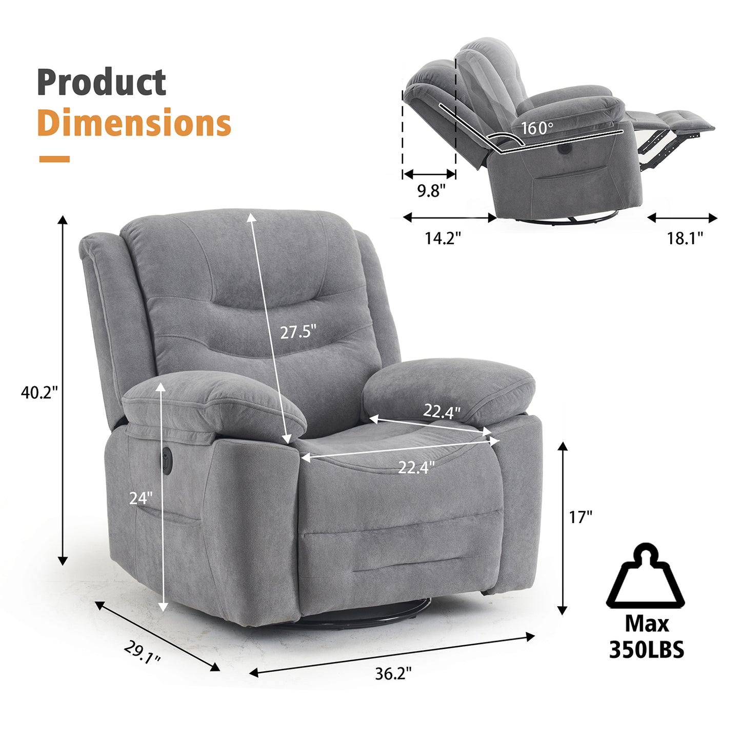 Power Swivel Rocker Recliner 9915