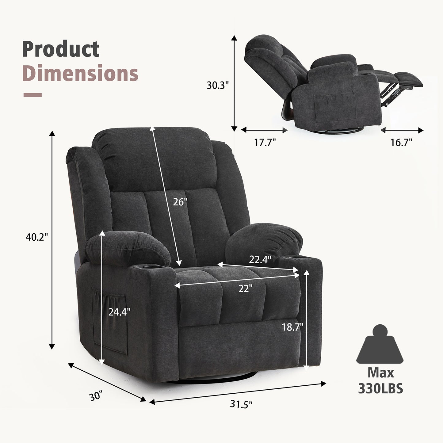 Manual Swivel Rocker Recliner Chair R9910